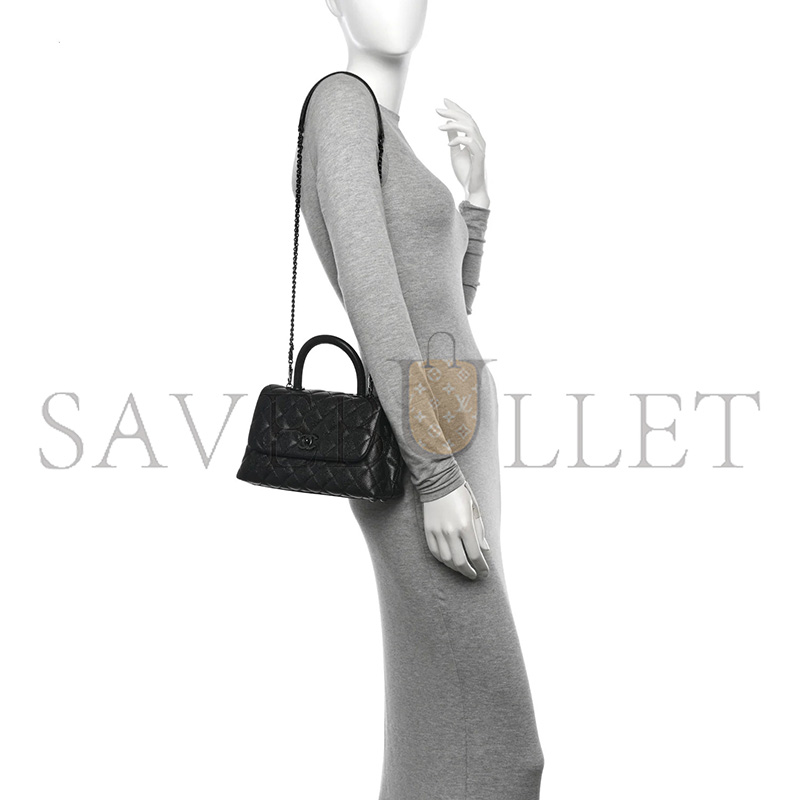 CHANEL MASTER CAVIAR QUILTED MINI COCO HANDLE FLAP SO BLACK A92990 (24*14*10cm)